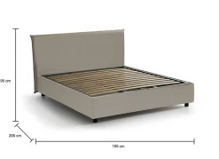 Talamo Italia Lit double Dacost, Lit coffre avec revêtement en similcuir, Ouverture frontale, adapté pour matelas 140x190 cm, Taupe
