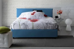 Talamo Italia Lit double Dangel, Lit coffre avec revêtement en tissu, Ouverture frontale, adapté pour matelas 160x200 cm, Bleu Outlet