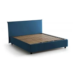 Talamo Italia Lit double Dangel, Lit coffre avec revêtement en tissu, Ouverture frontale, adapté pour matelas 160x200 cm, Bleu Outlet