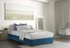 Talamo Italia Lit double Dbamb, Lit coffre avec revêtement en tissu, Ouverture frontale, avec matelas 120x190 cm inclus, Bleu Clearance