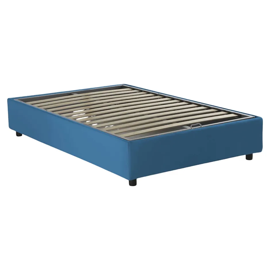 Talamo Italia Lit double Dbamb, Lit coffre avec revêtement en tissu, Ouverture frontale, avec matelas 120x190 cm inclus, Bleu Clearance