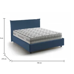 Talamo Italia Lit double Dbranc, lit coffre avec revêtement en tissu, ouverture frontale, avec matelas 120x190 cm inclus, bleu