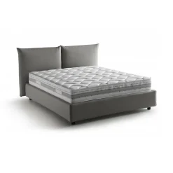 Talamo Italia Lit double Dbrunor, Lit coffre avec revêtement en tissu, Ouverture frontale, avec matelas 160x200 cm inclus, Gris
