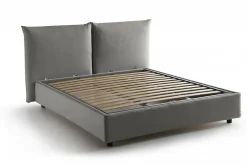Talamo Italia Lit double Dbrunor, Lit coffre avec revêtement en tissu, Ouverture frontale, avec matelas 160x200 cm inclus, Gris