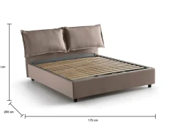 Talamo Italia Lit double Dcaprar, Lit coffre avec revêtement en tissu, Ouverture frontale, adapté pour matelas 160x190 cm, Taupe Best