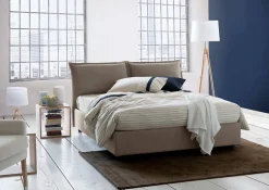 Talamo Italia Lit double Dcaprar, Lit coffre avec revêtement en tissu, Ouverture frontale, adapté pour matelas 160x190 cm, Taupe Best