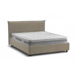Talamo Italia Lit double Dfecci, Lit coffre avec revêtement en tissu, Ouverture frontale, avec matelas 160x200 cm inclus, Taupe
