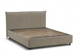 Talamo Italia Lit double Dfecci, Lit coffre avec revêtement en tissu, Ouverture frontale, avec matelas 160x200 cm inclus, Taupe