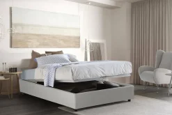 Talamo Italia Lit double Dguid, Lit coffre avec revêtement en similcuir, Ouverture frontale, adapté pour matelas 160x190 cm, Blanc New