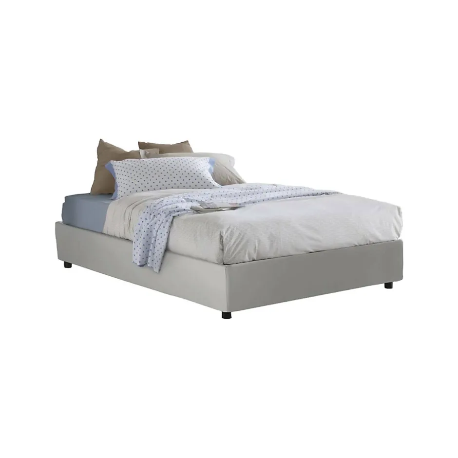 Talamo Italia Lit double Dguid, Lit coffre avec revêtement en similcuir, Ouverture frontale, adapté pour matelas 160x190 cm, Blanc New