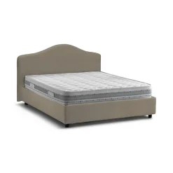 Talamo Italia Lit double Djoci, Lit coffre avec revêtement en tissu, Ouverture frontale, avec matelas 160x200 cm inclus, Taupe