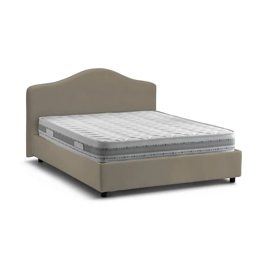 Talamo Italia Lit double Djoci, Lit coffre avec revêtement en tissu, Ouverture frontale, avec matelas 160x200 cm inclus, Taupe