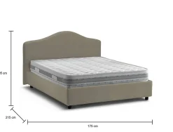 Talamo Italia Lit double Djoci, Lit coffre avec revêtement en tissu, Ouverture frontale, avec matelas 160x200 cm inclus, Taupe