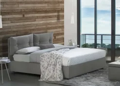 Talamo Italia Lit double Dlucid, Lit coffre avec revêtement en tissu, Ouverture frontale, avec matelas 160x200 cm inclus, Gris New
