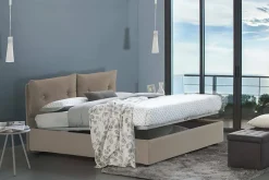 Talamo Italia Lit double Dmerol, Lit coffre avec revêtement en similcuir, Ouverture frontale, adapté pour matelas 160x200 cm, gris tourterelle Online