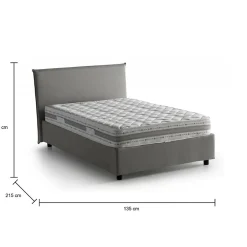 Talamo Italia Lit double Dpalear, Lit coffre avec revêtement en tissu, Ouverture frontale, avec matelas 120x200 cm inclus, Gris Sale