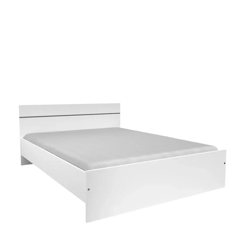 Parisot Lit double effet chêne blanc l. 145 x H. 75 x L. 194,5 cm Soluce Best