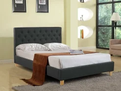 Habitat Et Jardin Lit double "Emmy" 140 x 190 cm Gris