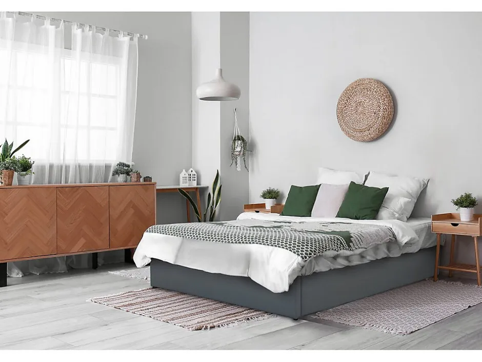Habitat Et Jardin Lit double en PVC avec coffre "Ava" 140 x 190 cm Gris