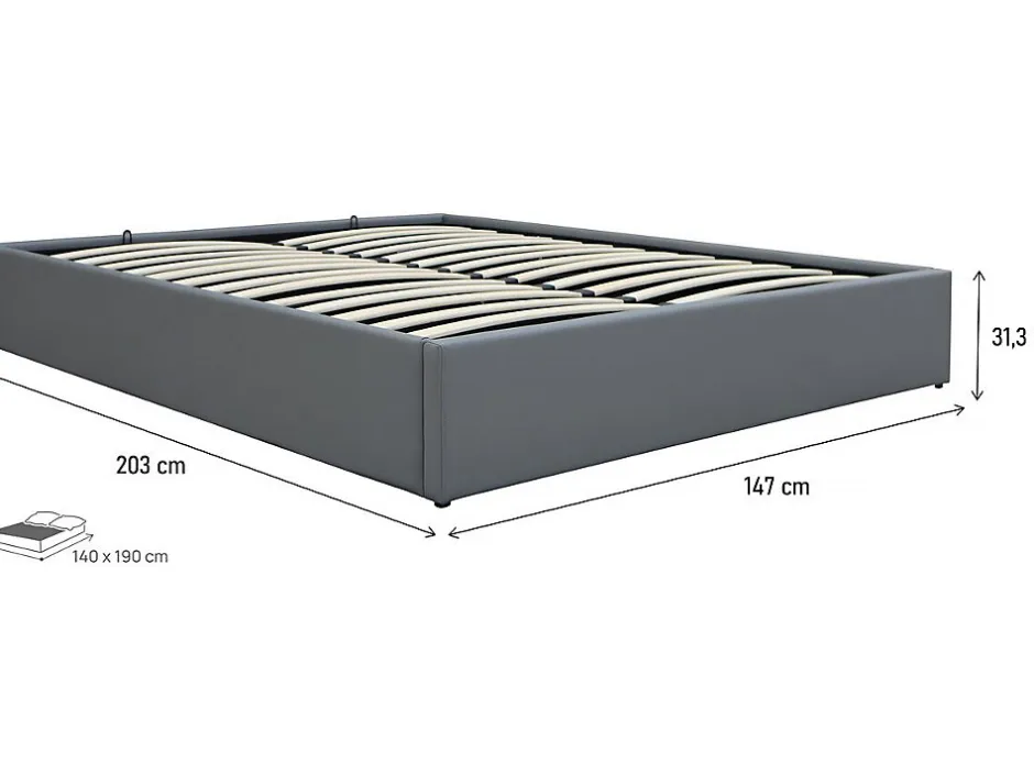 Habitat Et Jardin Lit double en PVC avec coffre "Ava" 140 x 190 cm Gris