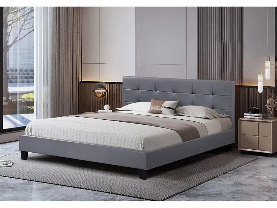 Habitat Et Jardin Lit double en pvc "Julia" - 140 x 190 cm - Gris Hot