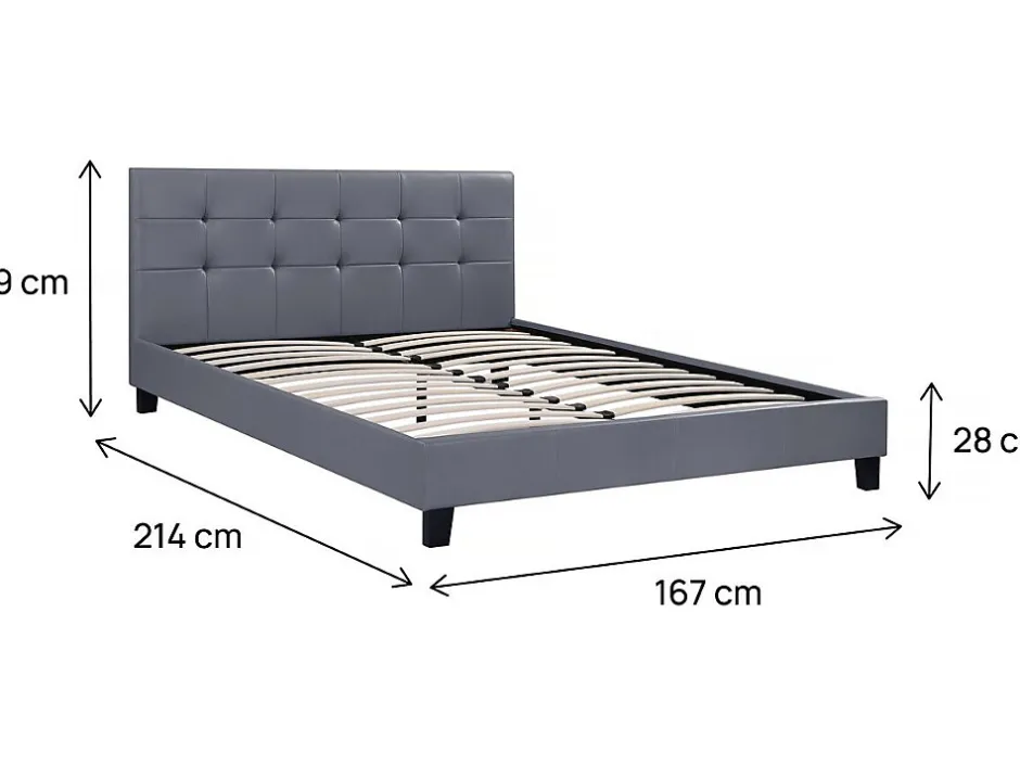 Habitat Et Jardin Lit double en pvc "Julia" - 160 x 200 - Gris clair