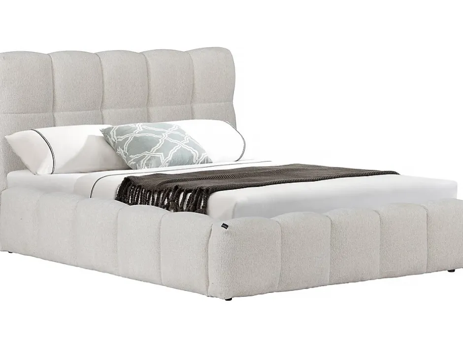 Palozi Home Lit double en tissu avec coffre "Davos" 140 x 190 cm Beige