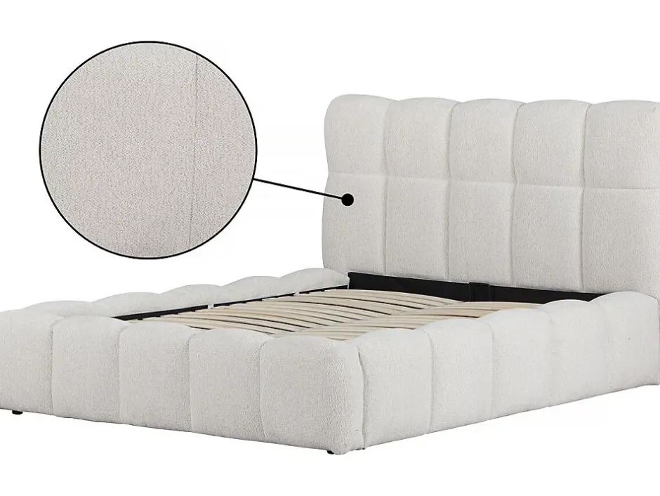 Palozi Home Lit double en tissu avec coffre "Davos" 140 x 190 cm Beige