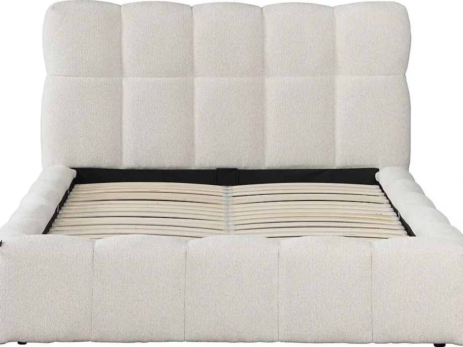 Palozi Home Lit double en tissu avec coffre "Davos" 140 x 190 cm Beige
