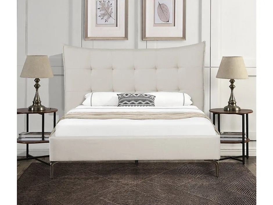 Palozi Home Lit double en tissu capitonné " Aspen" 140 x 190 cm Beige
