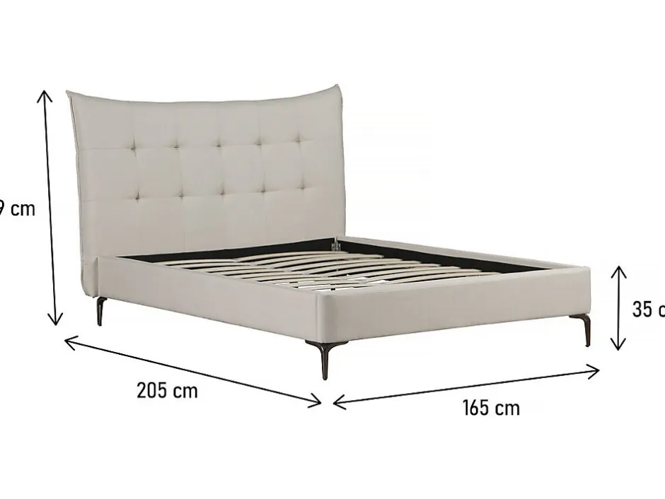 Palozi Home Lit double en tissu capitonné " Aspen" 140 x 190 cm Beige