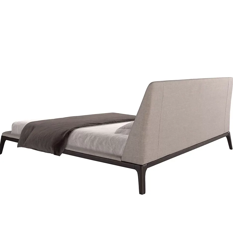 Angel Cerda Lit double en tissu gris moderne avec tête de lit originale Best