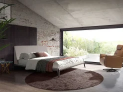 Angel Cerda Lit double en tissu gris moderne avec tête de lit originale Best
