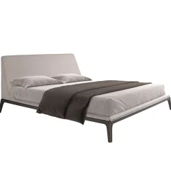 Angel Cerda Lit double en tissu gris moderne avec tête de lit originale Best