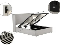 Palozi Home Lit double en velours côtelé avec coffre et lampe intégré