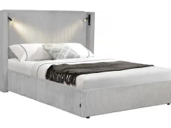 Palozi Home Lit double en velours côtelé avec coffre et lampe intégré