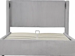 Palozi Home Lit double en velours côtelé avec coffre et lampe intégré