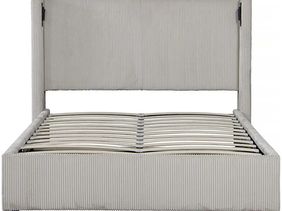 Palozi Home Lit double en velours côtelé avec coffre et lampe intégré "Cortina" 160 x 200 cm Beige Sale