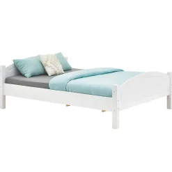 Idimex Lit double FLIMS, 140 x 190 cm en pin massif lasuré blanc Outlet