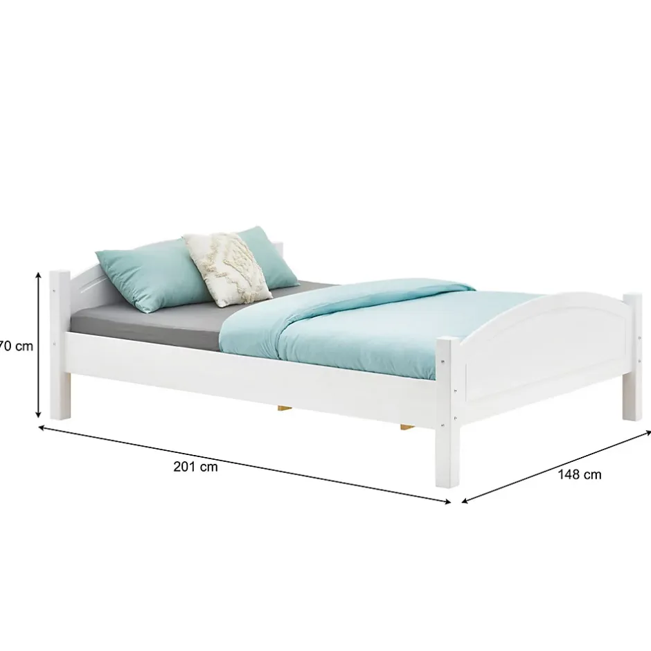 Idimex Lit double FLIMS, 140 x 190 cm en pin massif lasuré blanc Outlet