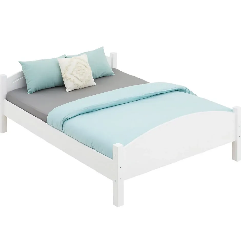 Idimex Lit double FLIMS, 140 x 190 cm en pin massif lasuré blanc Outlet