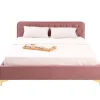 Idimex Lit double GLAMOUR, 140x190 cm, capitonné avec sommier, revêtement en velours rose Outlet