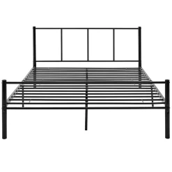 [En.Casa] Lit double Laos Métal avec Sommier à Lattes 140 x 200 cm Noir en.casa