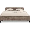 Idimex Lit double LEVERDA 140 x 190 cm, revêtement en tissu - Brun New