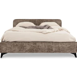 Idimex Lit double LEVERDA 140 x 190 cm, revêtement en tissu - Brun New