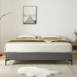 [En.Casa] Lit double Lilla 160 x 200 cm gris foncé en.casa Best
