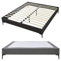 [En.Casa] Lit double Lilla 160 x 200 cm gris foncé en.casa Best