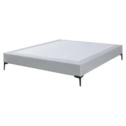 [En.Casa] Lit double Lilla 160 x 200 cm gris clair en.casa