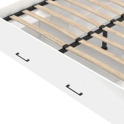 IDMarket Lit double MINEA avec tiroirs + niches de rangement + tête de lit et sommier 140 x 190 cm blanc