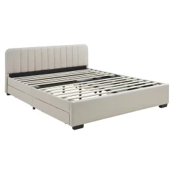 [En.Casa] Lit double Nofrenna 140 x 200 cm beige en.casa